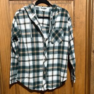 Maurices Plaid Button-Up Hoodie
